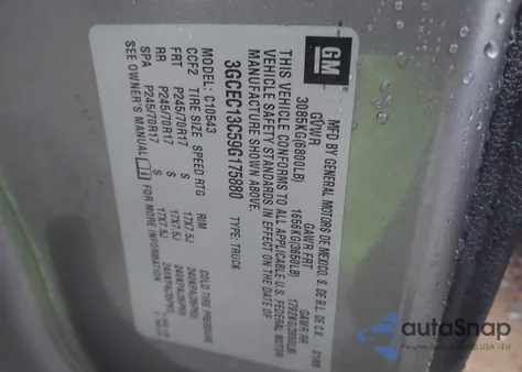 2009 Chevrolet Silverado 1500 Ls z USA, uszkodzony, nr VIN 3GCEC13C59G175880